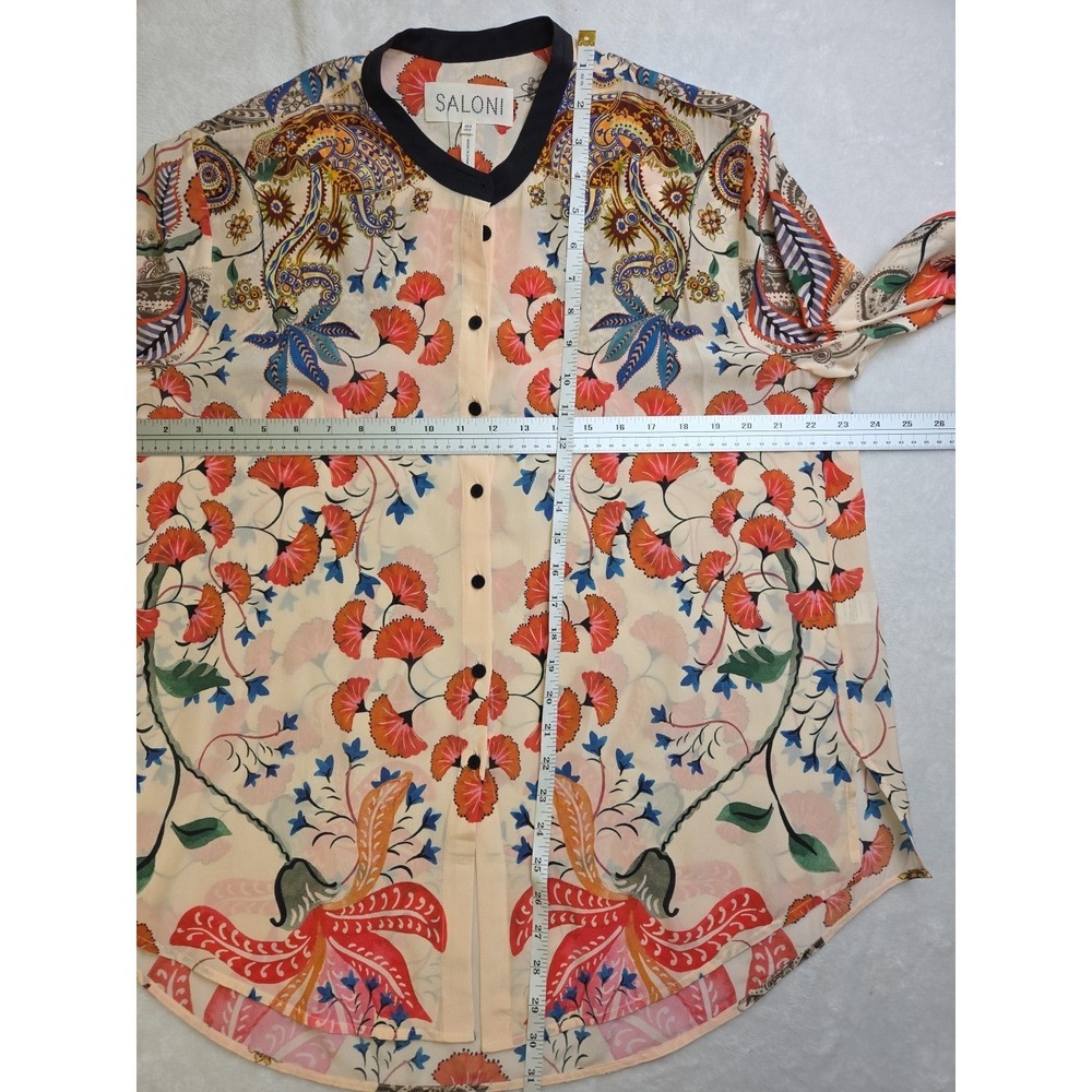 Saloni Bobbi Blouse Silk Floral Paisley Ivory sz‎ US 4 UK 8 - Picture 6 of 10